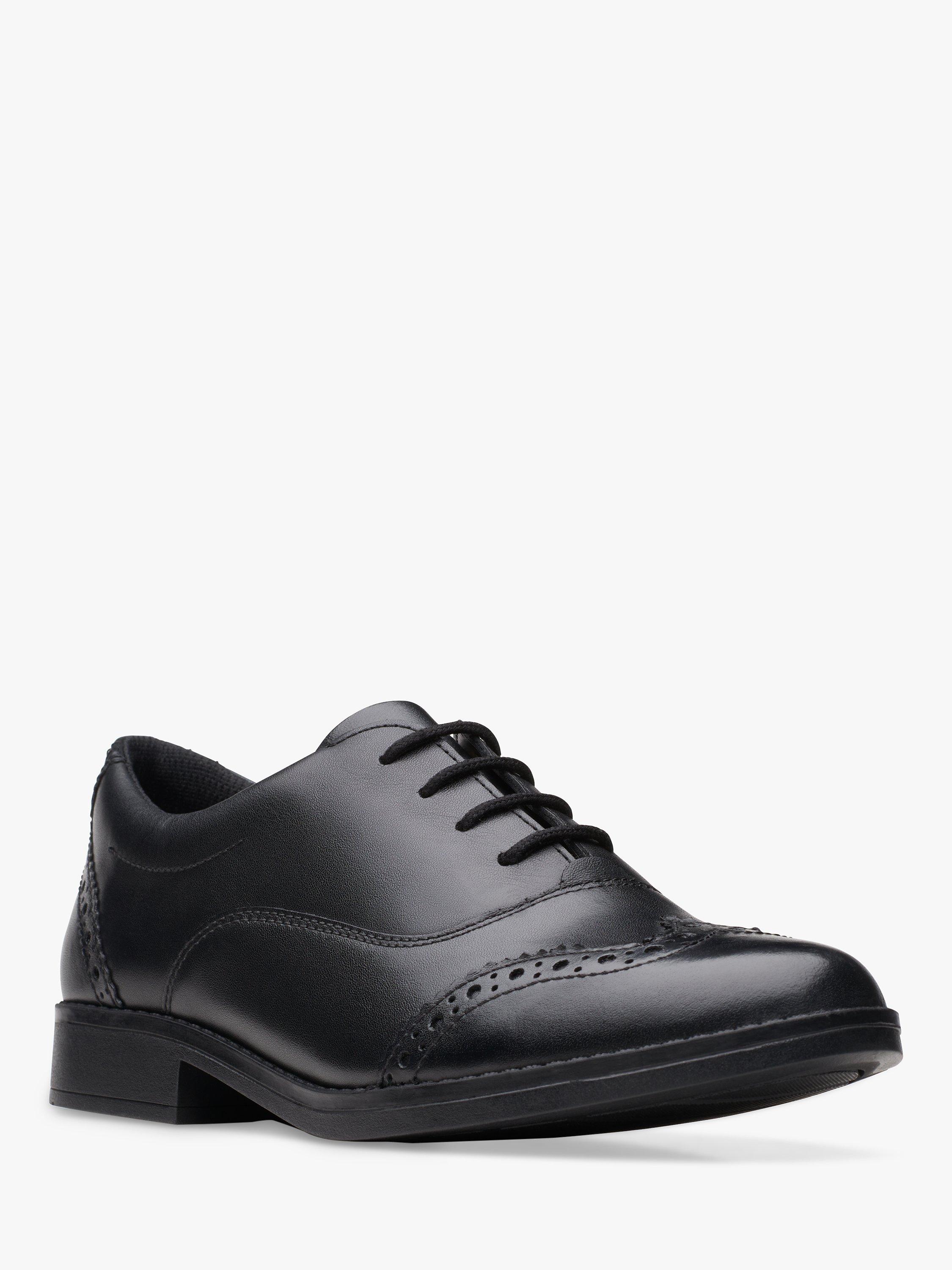 Clarks Kids Aubrie Tap Leather Brogue School Shoes Black