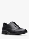 Clarks Kids' Aubrie Tap Leather Brogue School Shoes, Black