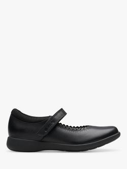 Clarks Kids' Etch Gem Leather School Shoes, Black Leather, Black Leather