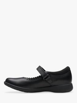 Clarks Kids' Etch Gem Leather School Shoes, Black Leather - view 2, Black Leather