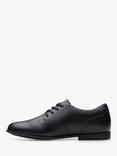 Clarks Kids' Finja Leather Brogue School Shoes, Black Leather