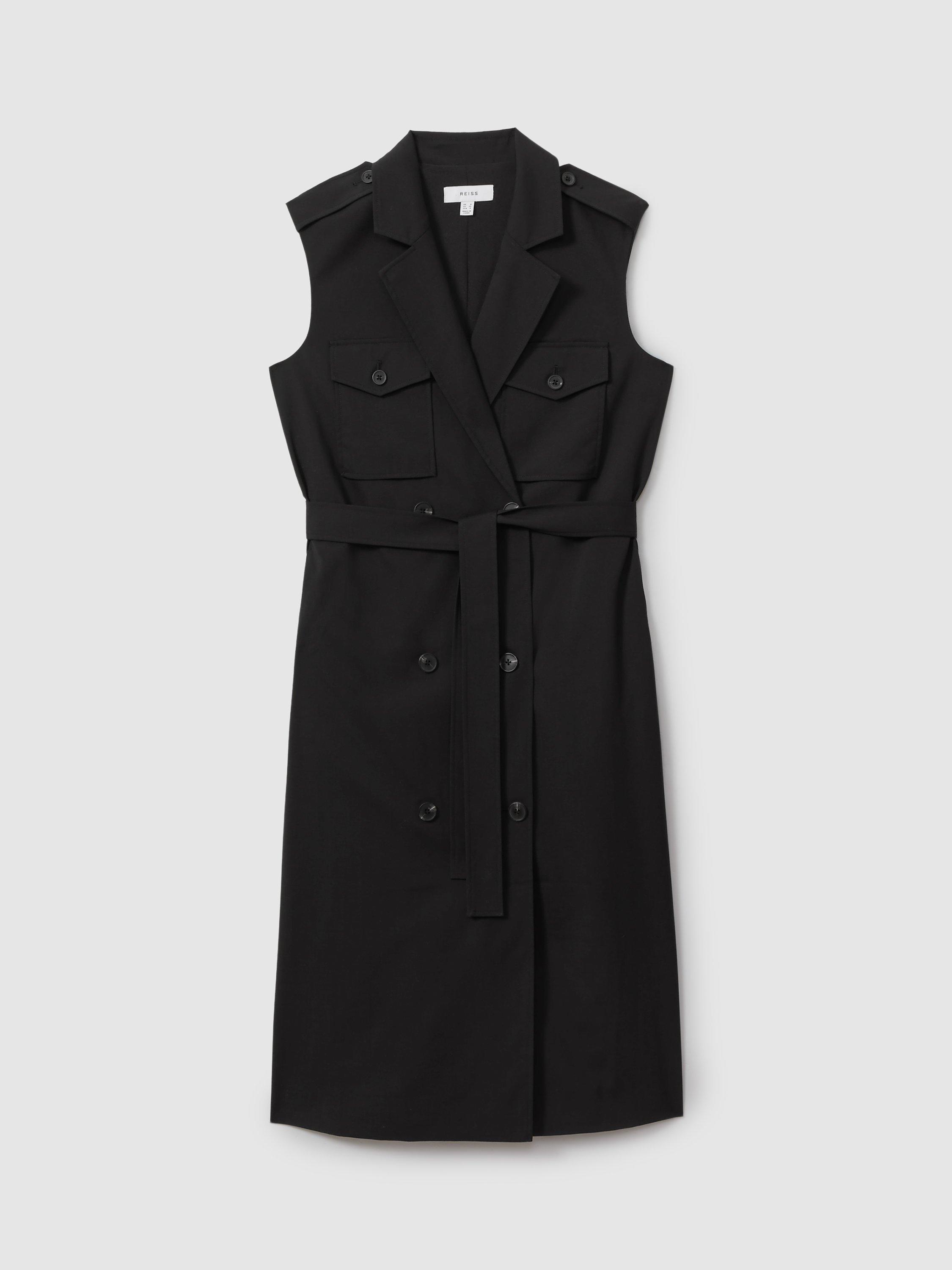 Product image 3 of 5, which shows Reiss Kimora Button Front Dress, Black, 6