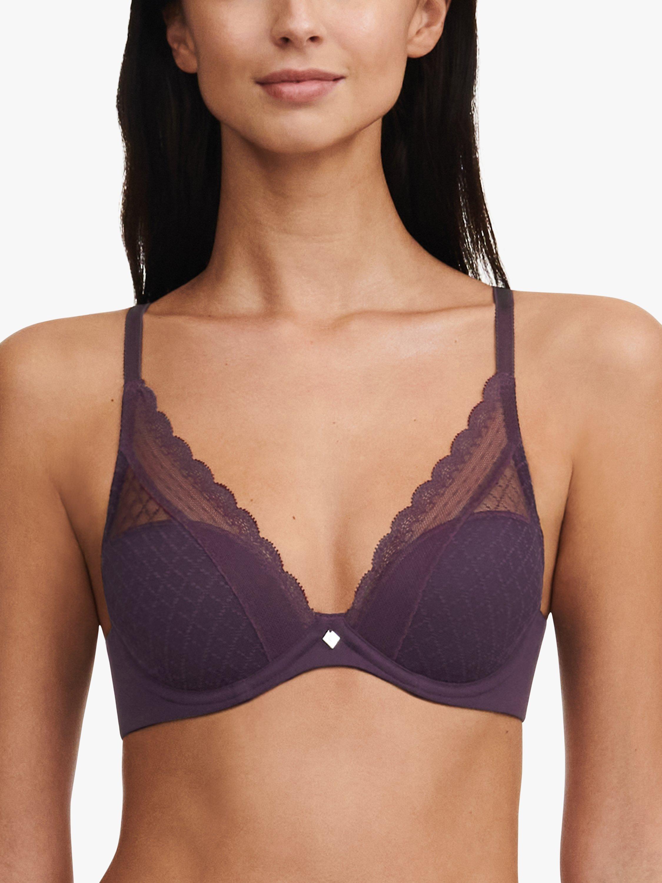 Product image 1 of 4, which shows Chantelle Norah Chic Plunge T-Shirt Bra, Aubergine, 32C