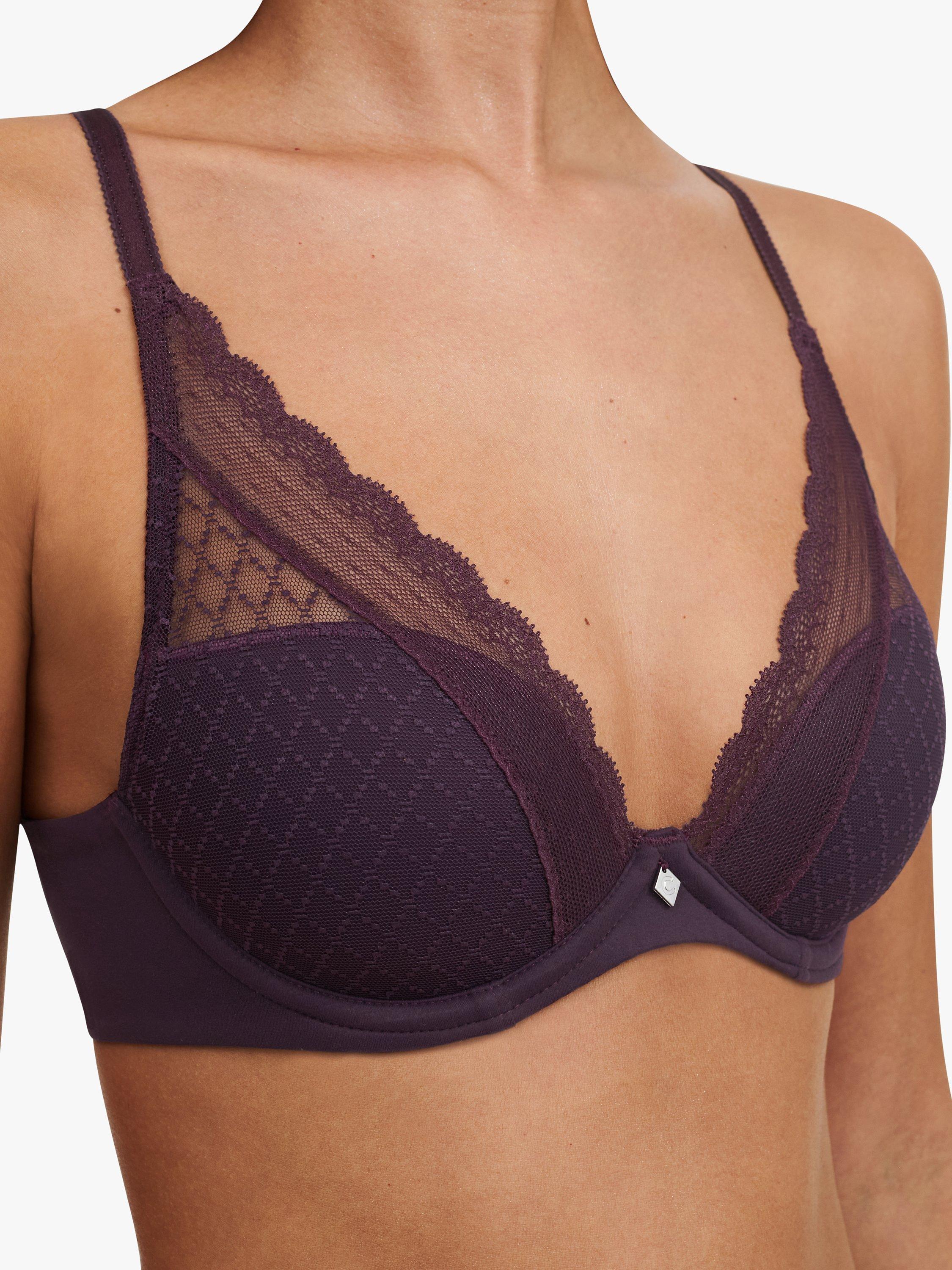 Product image 3 of 4, which shows Chantelle Norah Chic Plunge T-Shirt Bra, Aubergine, 32C