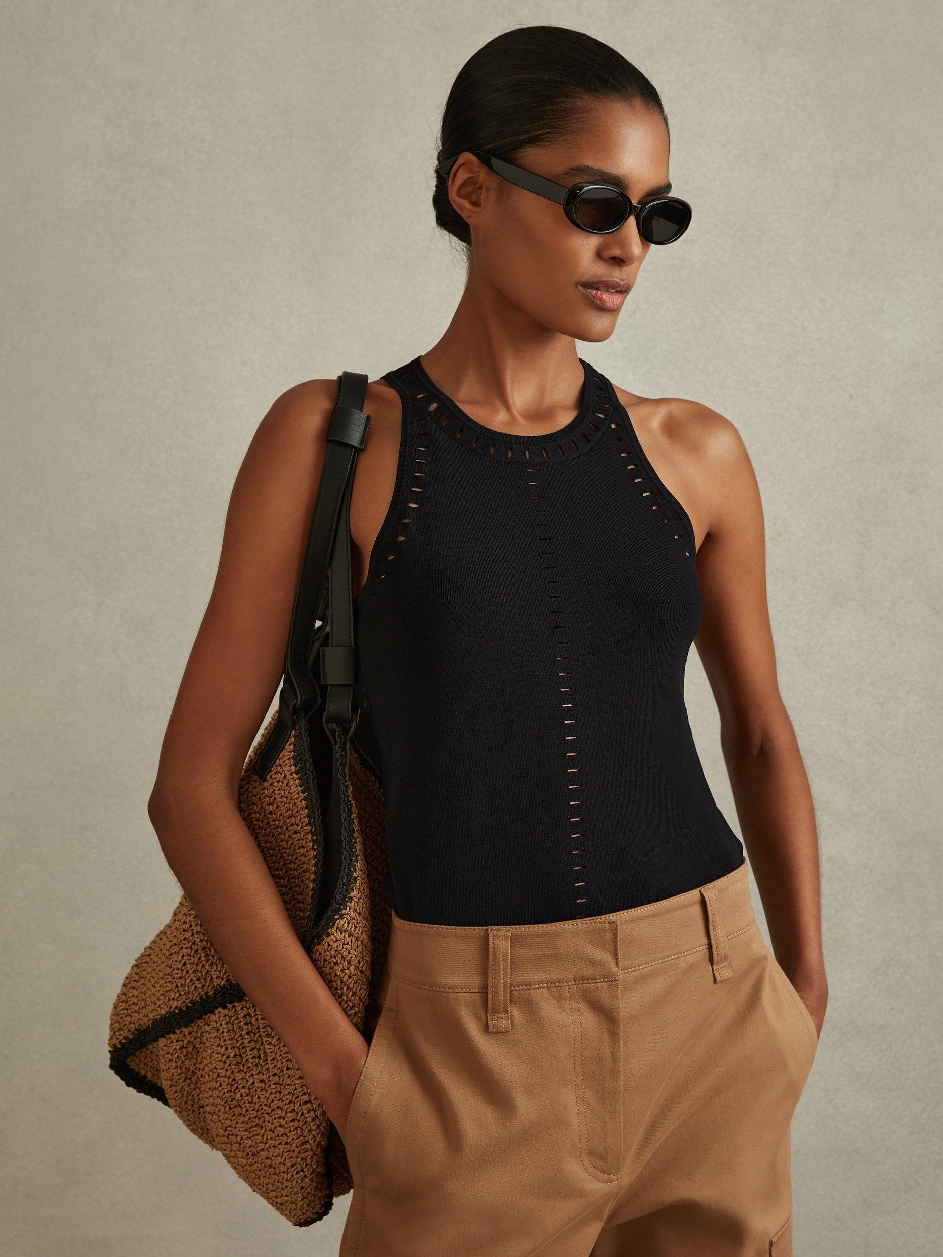 Reiss Cammi Cut Out Trim Knit Top