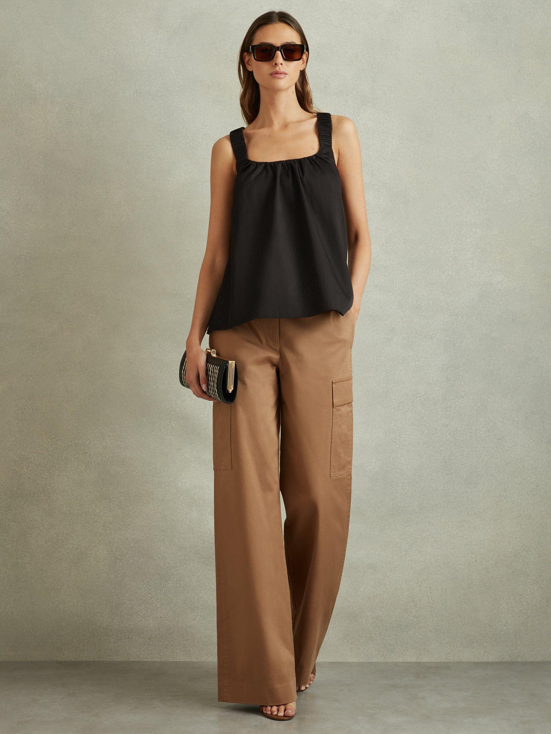 Reiss Corey Cotton Top, Black
