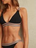 Reiss Yve Stripe Band Bikini Top, Black/Multi