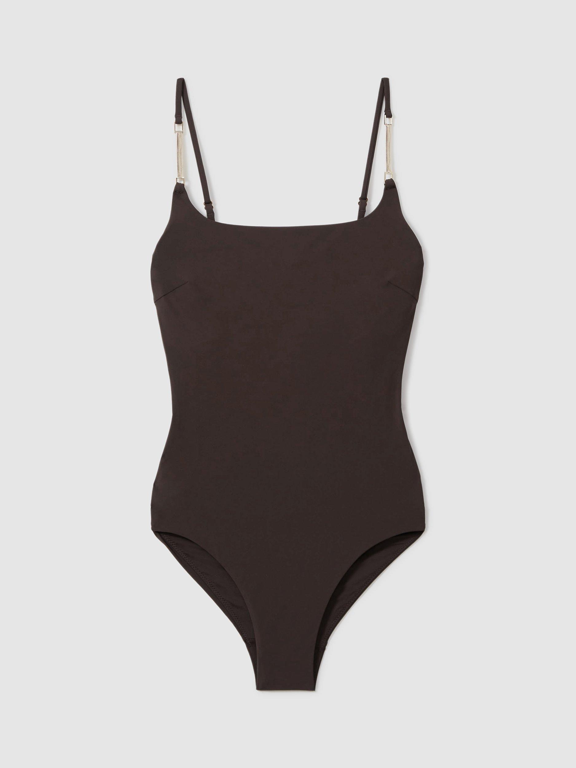 Product image 3 of 5, which shows Reiss Imogen Swimsuit, Chocolate, 6