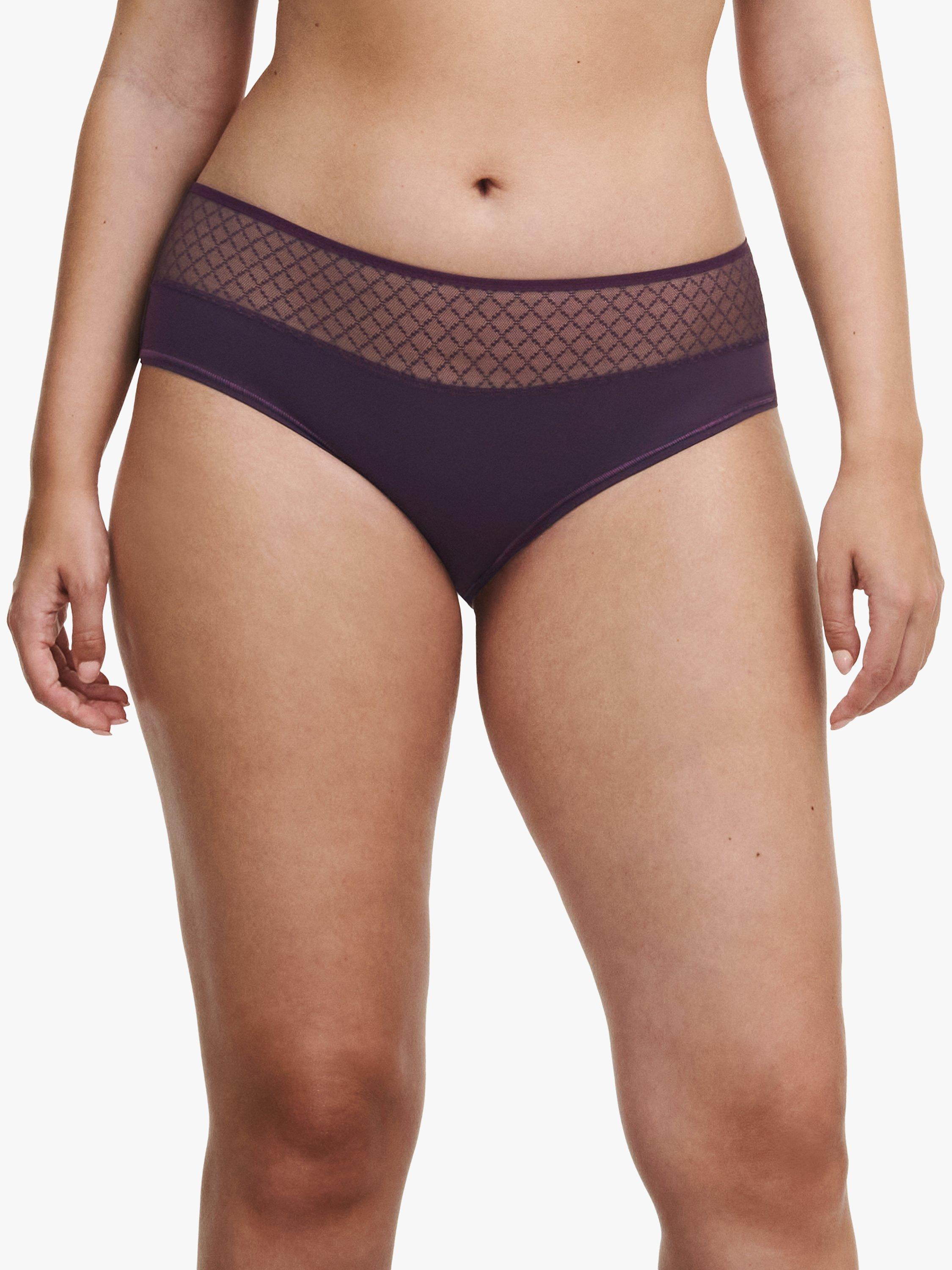 Product image 1 of 4, which shows Chantelle Norah Chic Soft Feel Shorty Knickers, Aubergine, XL