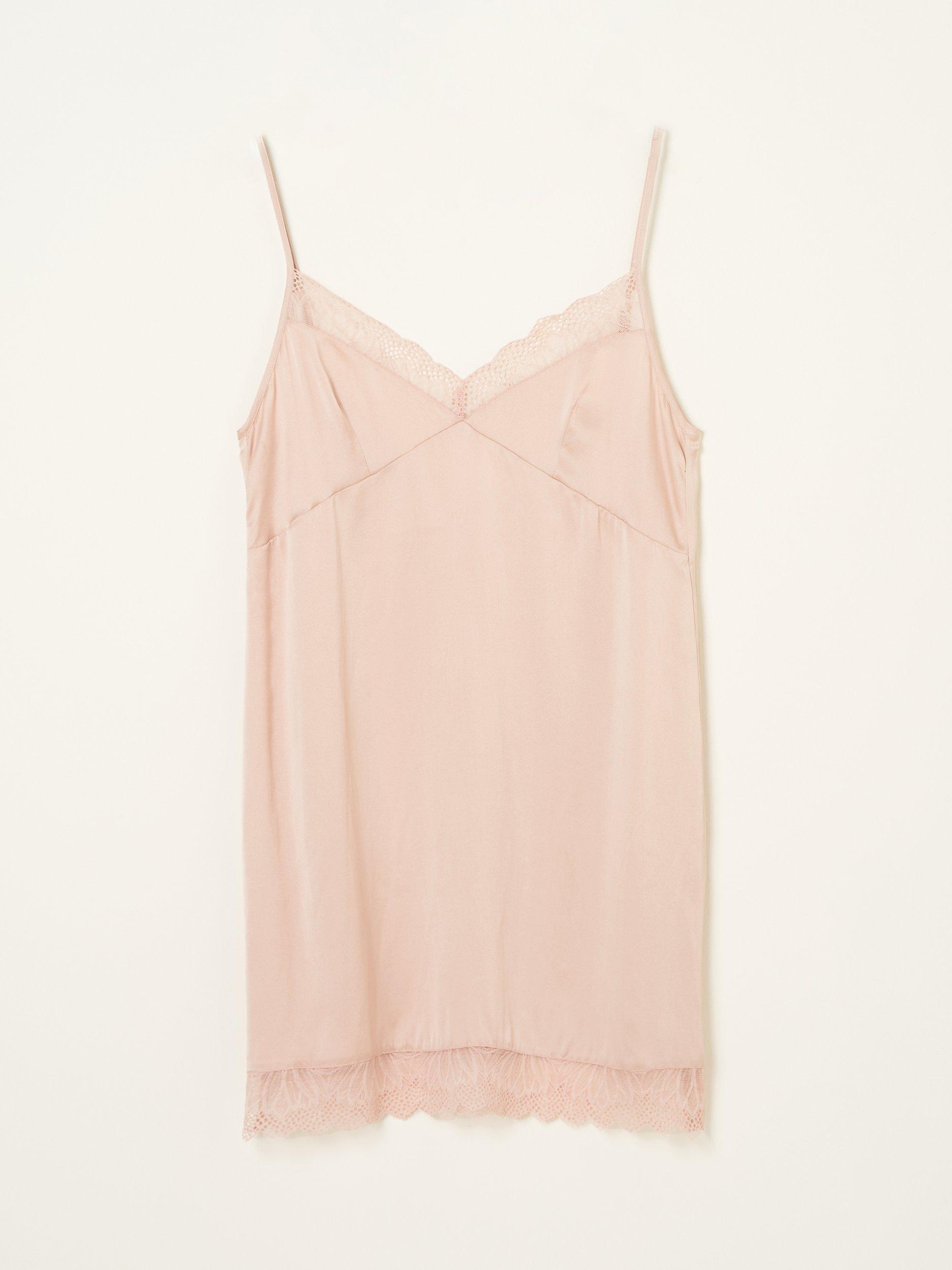 Product image 4 of 4, which shows Truly Lace Trim Silk Nightdress, Blush, S