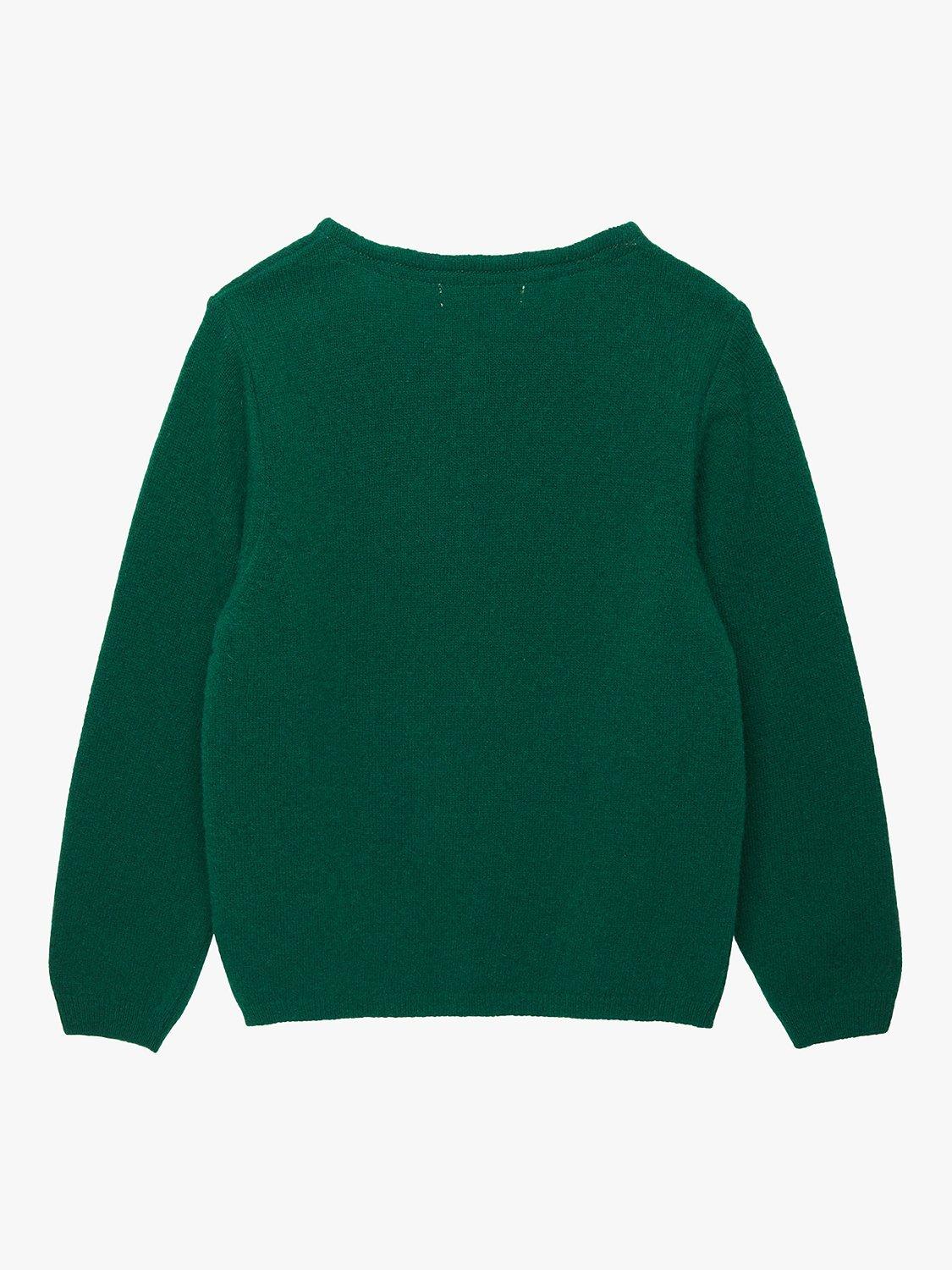 Product image 2 of 3, which shows Trotters Kids' Velvet Bow Cardigan, Forest Green, 2-3 years