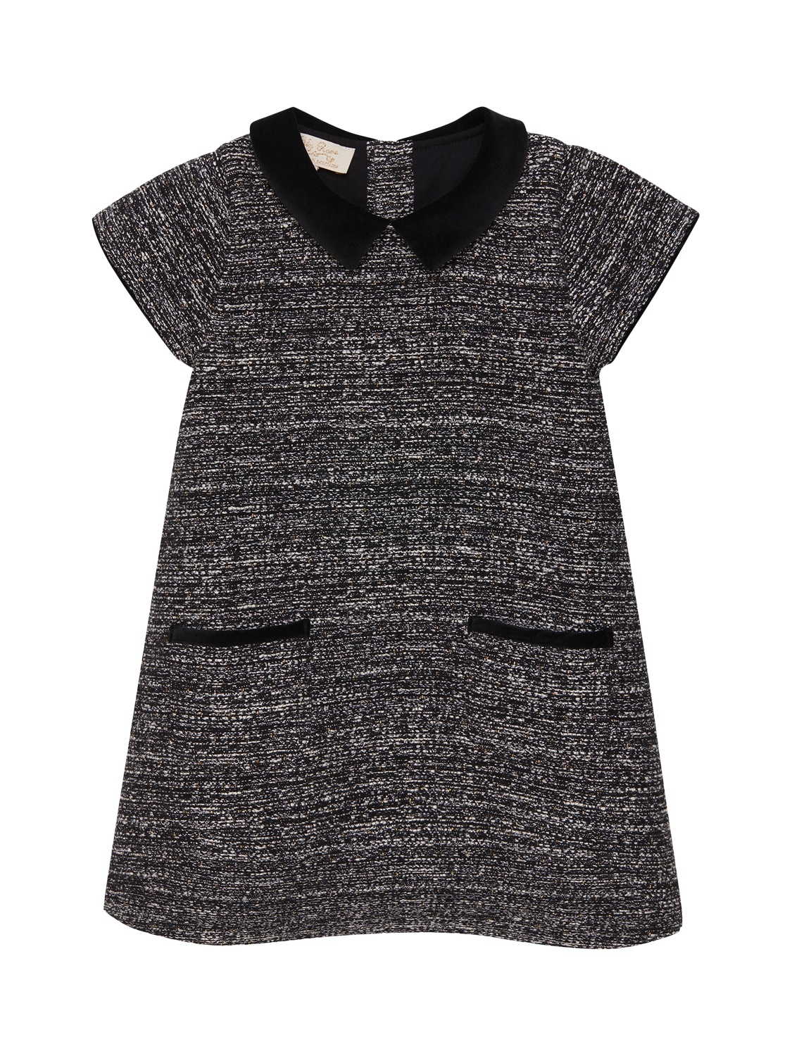 Product image 1 of 3, which shows Trotters Kids' Aurelia Dress, Black/Grey, 2 years