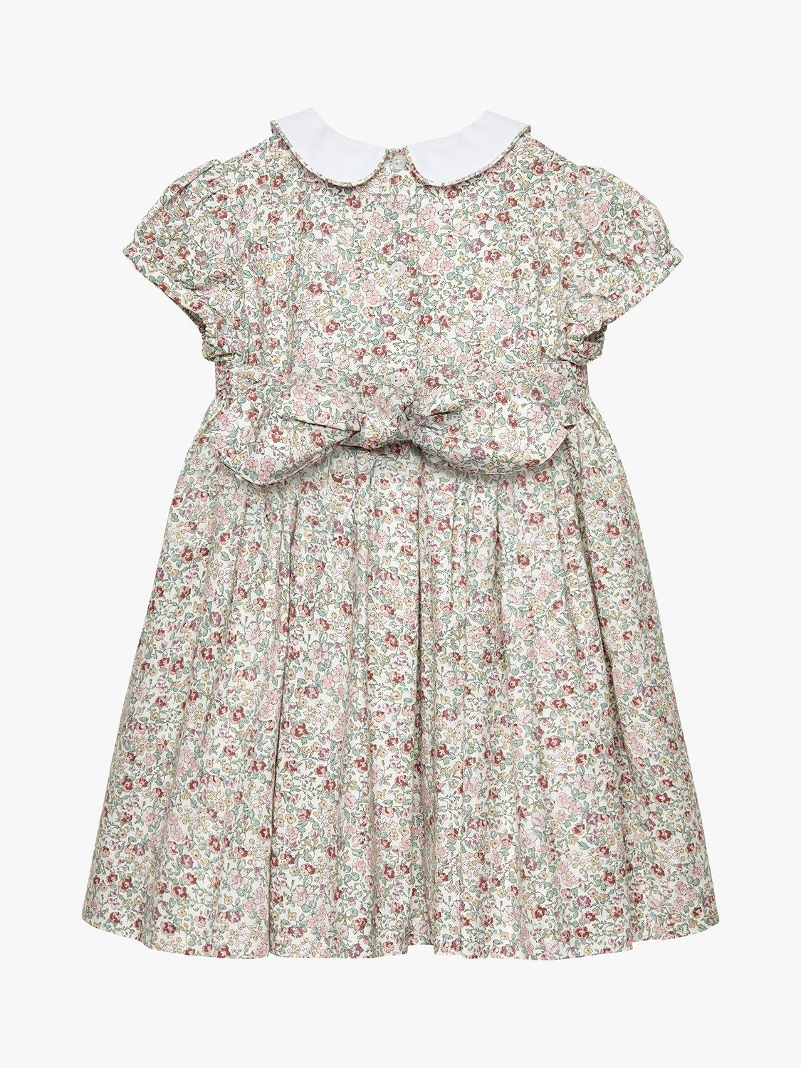 Product image 2 of 7, which shows Trotters Kids' Arabella Floral Smocked Dress, Pink/Multi, 2 years