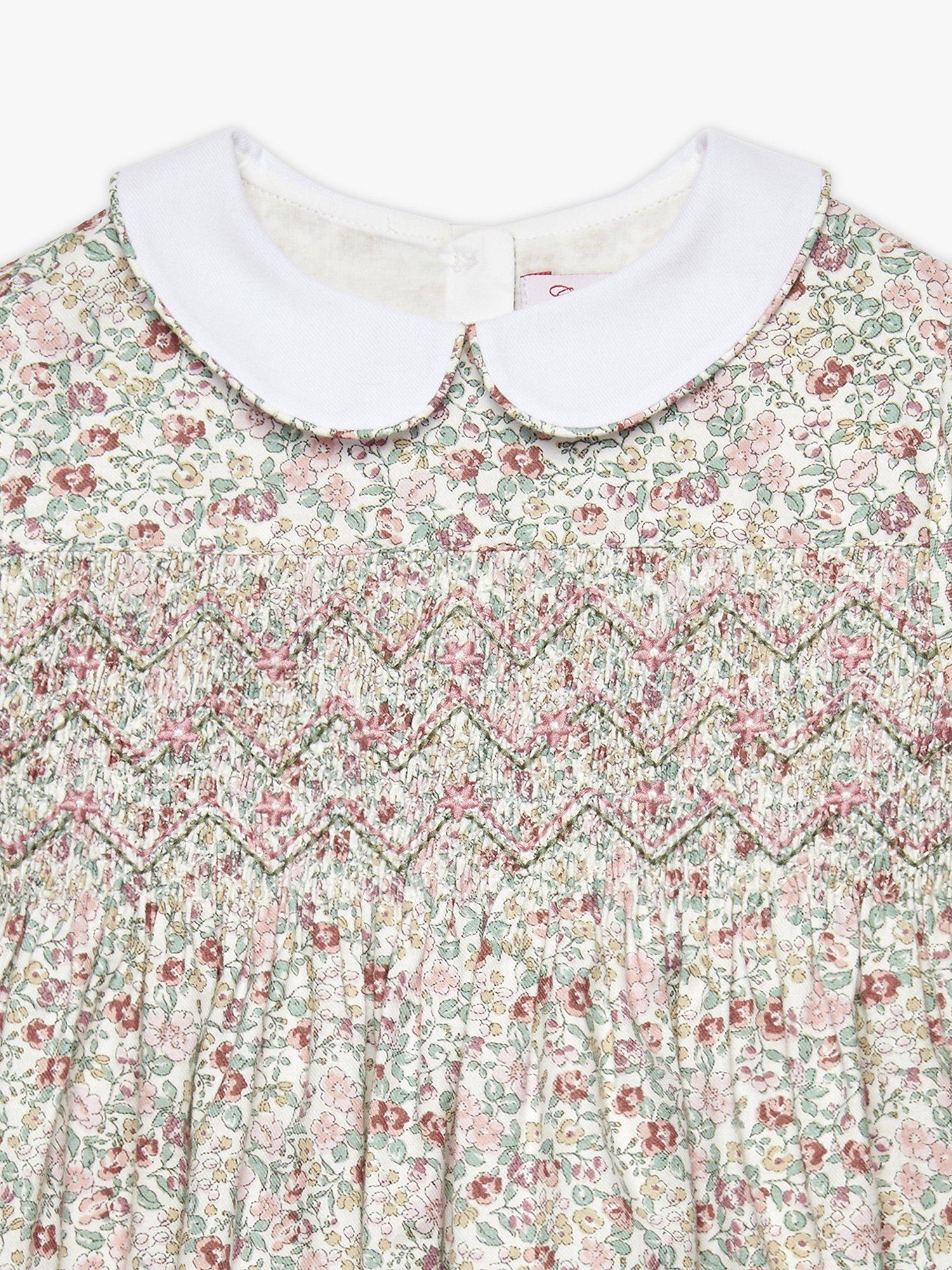 Product image 3 of 7, which shows Trotters Kids' Arabella Floral Smocked Dress, Pink/Multi, 2 years