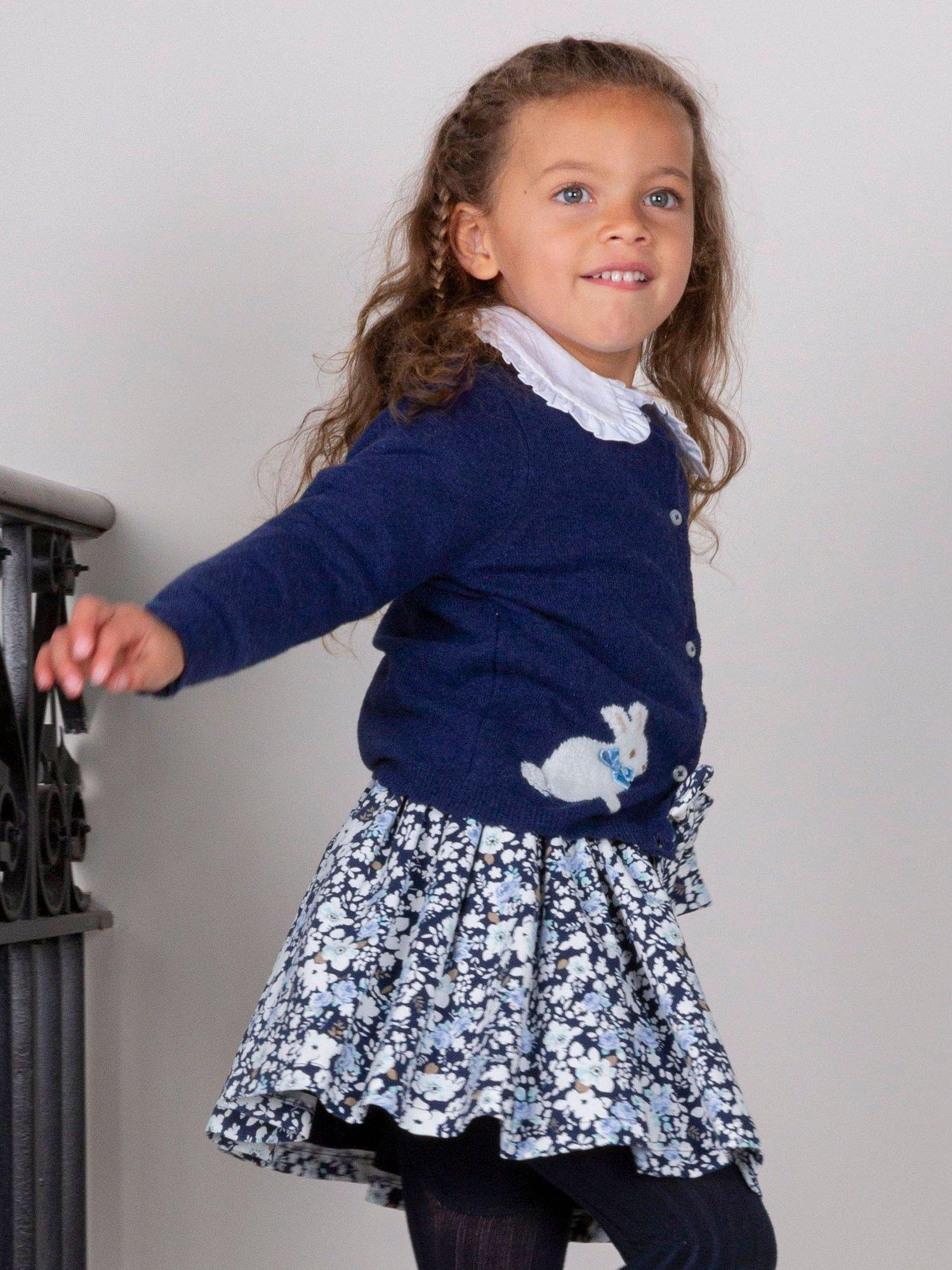 Product image 4 of 4, which shows Trotters Kids' Bunny Wool Blend Cardigan, Navy, 2-3 years