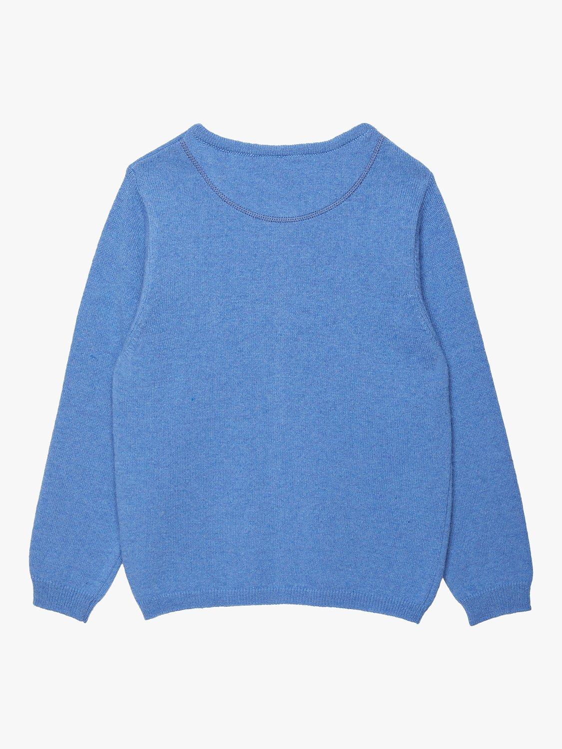 Product image 2 of 5, which shows Trotters Kids' Floret Heart Cardigan, Azure Blue, 2-3 years