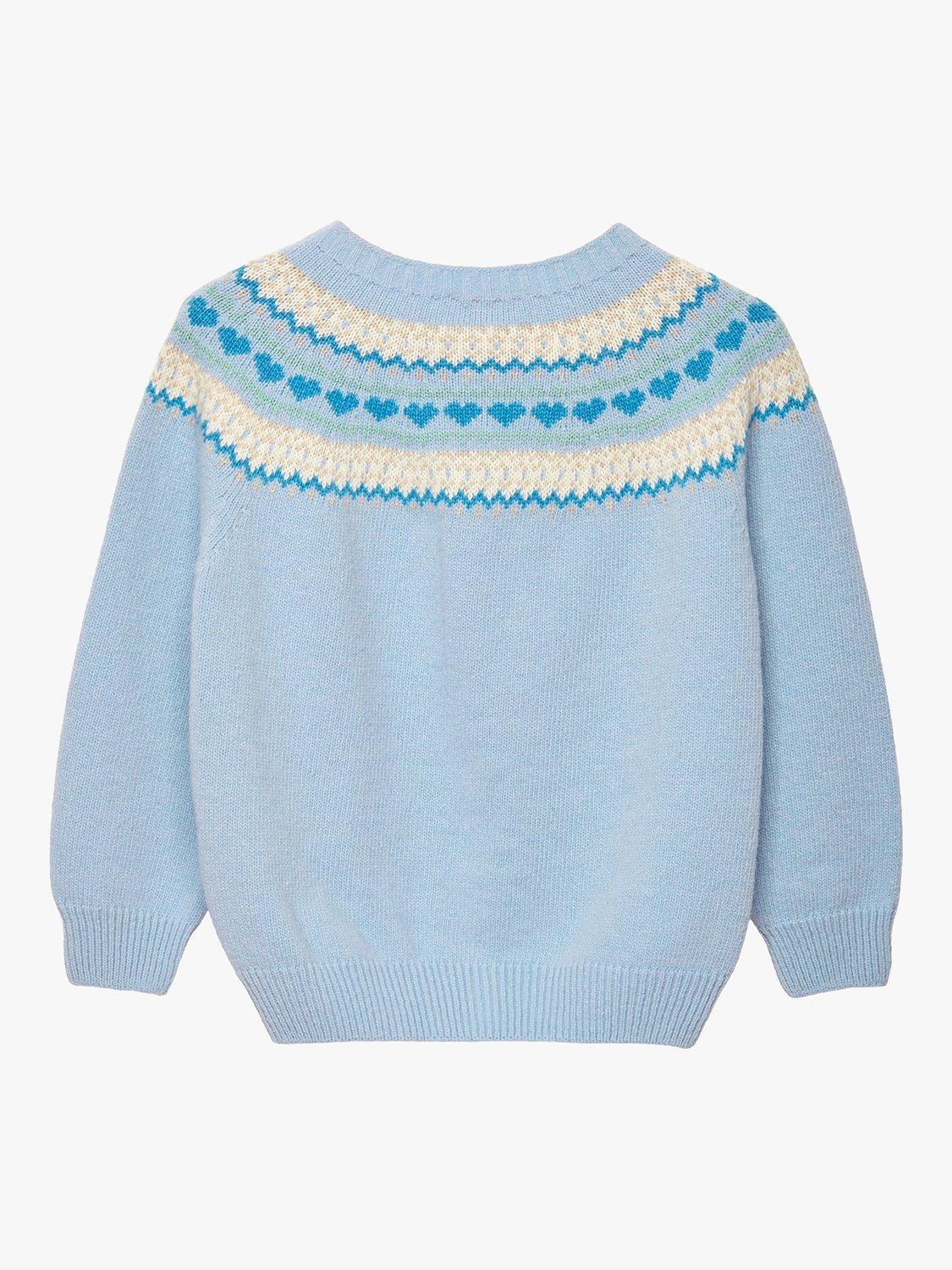 Trotters Kids' Natasha Fairisle Cardigan, Pale Blue, 2-3 years