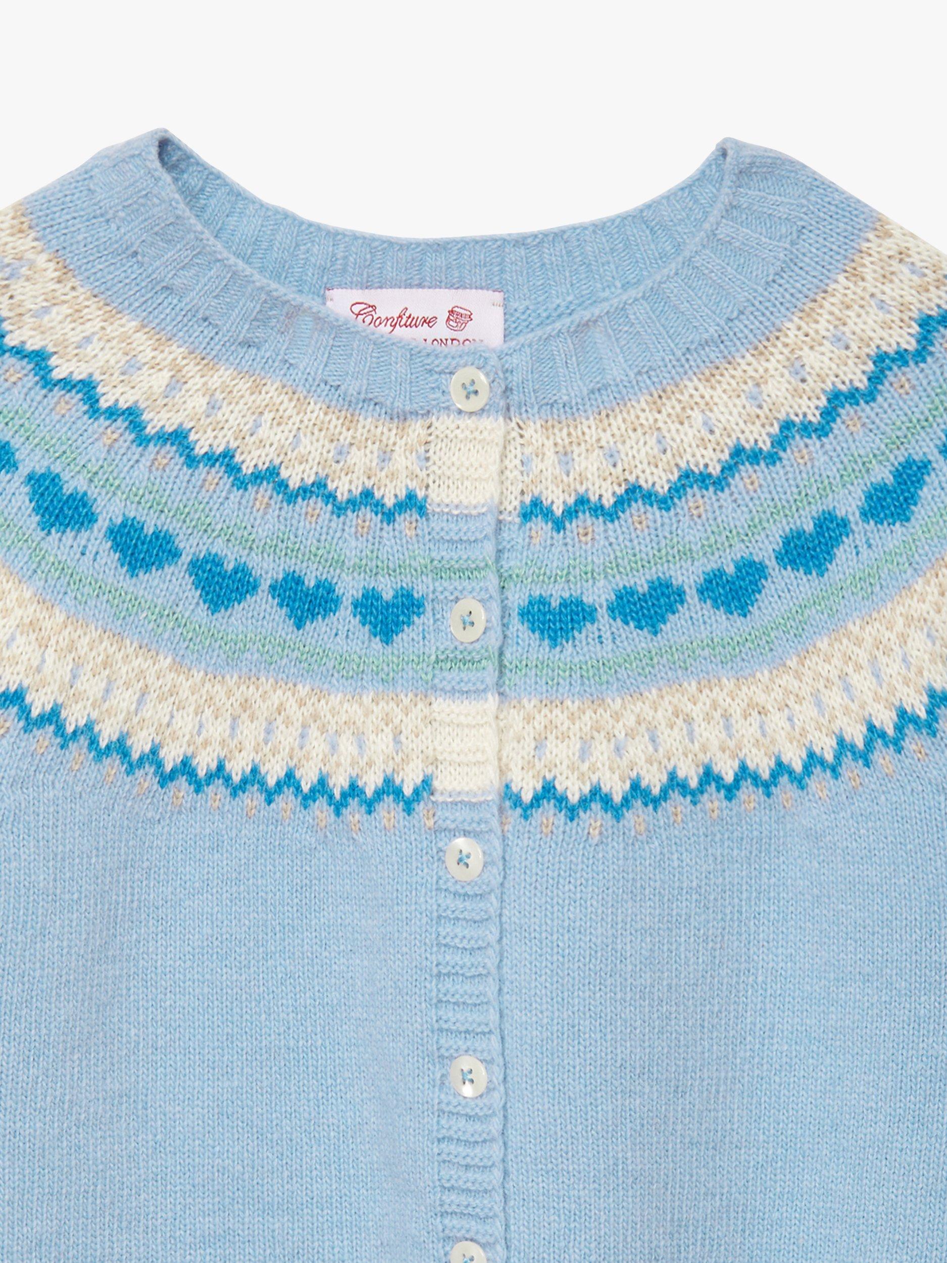 Trotters Kids' Natasha Fairisle Cardigan, Pale Blue, 2-3 years