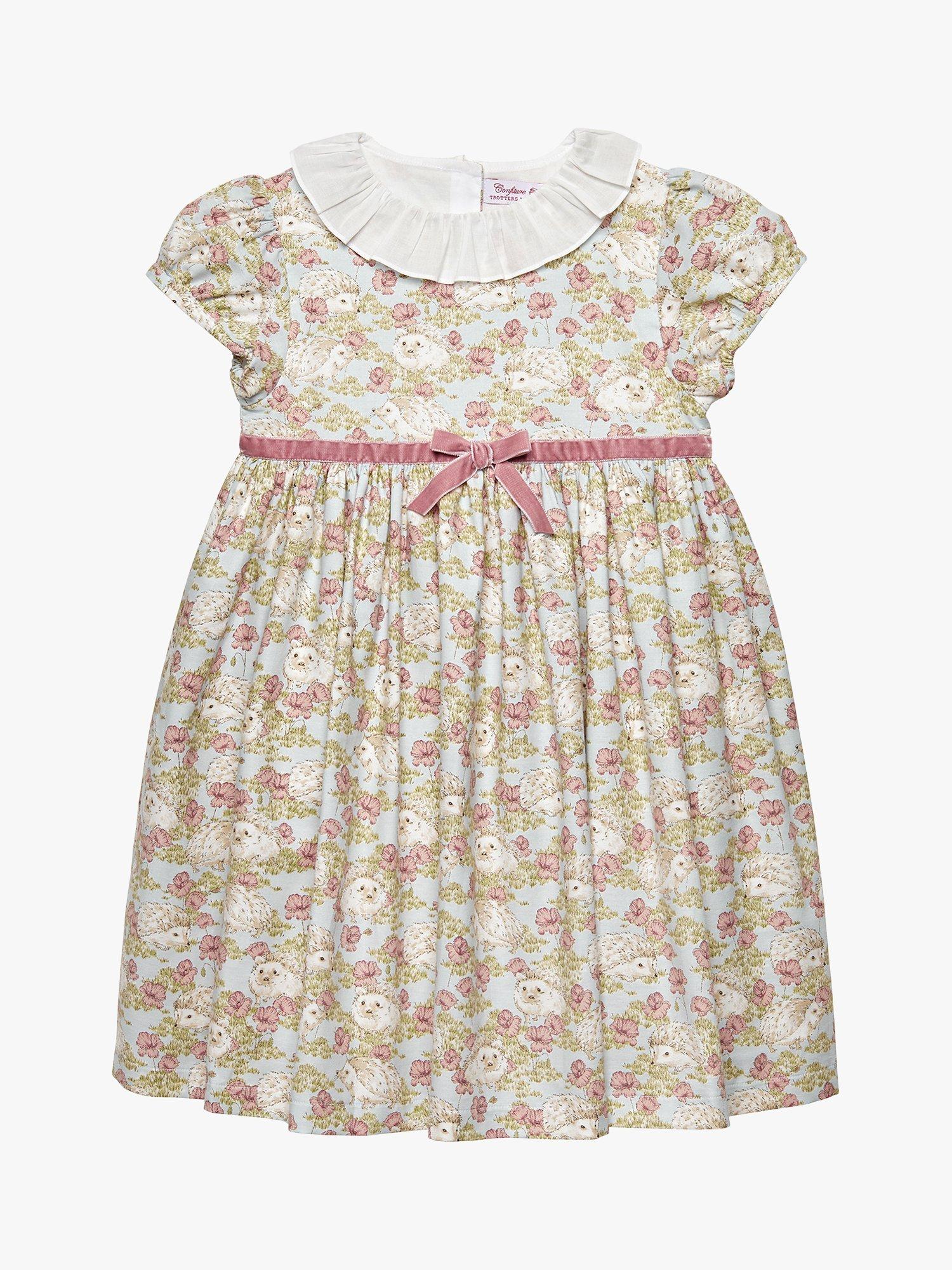 Product image 1 of 5, which shows Trotters Kids' Hollie Hedgehog Pie Crust Dress, Multi, 2 years