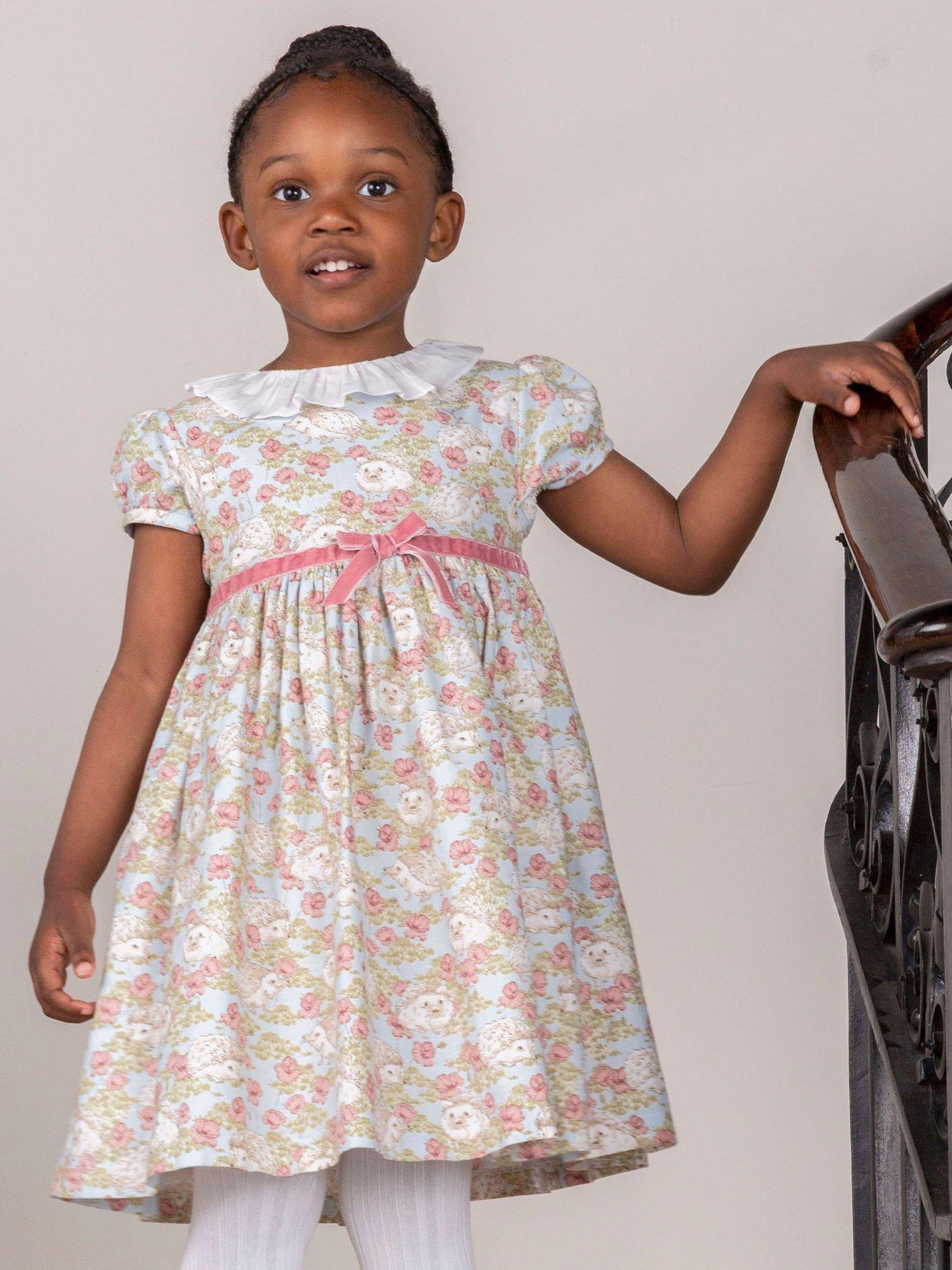Product image 4 of 5, which shows Trotters Kids' Hollie Hedgehog Pie Crust Dress, Multi, 2 years