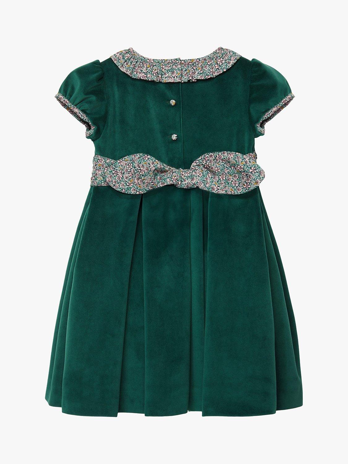 Trotters Kids Robin Velvet Party Dress Green Velvet