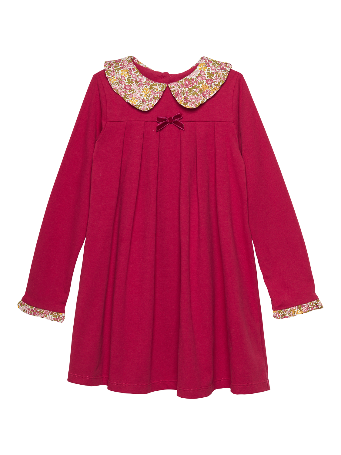 Product image 1 of 3, which shows Trotters Kids' Floral Pie Crust Dress, Berry/Pink Penny, 2 years