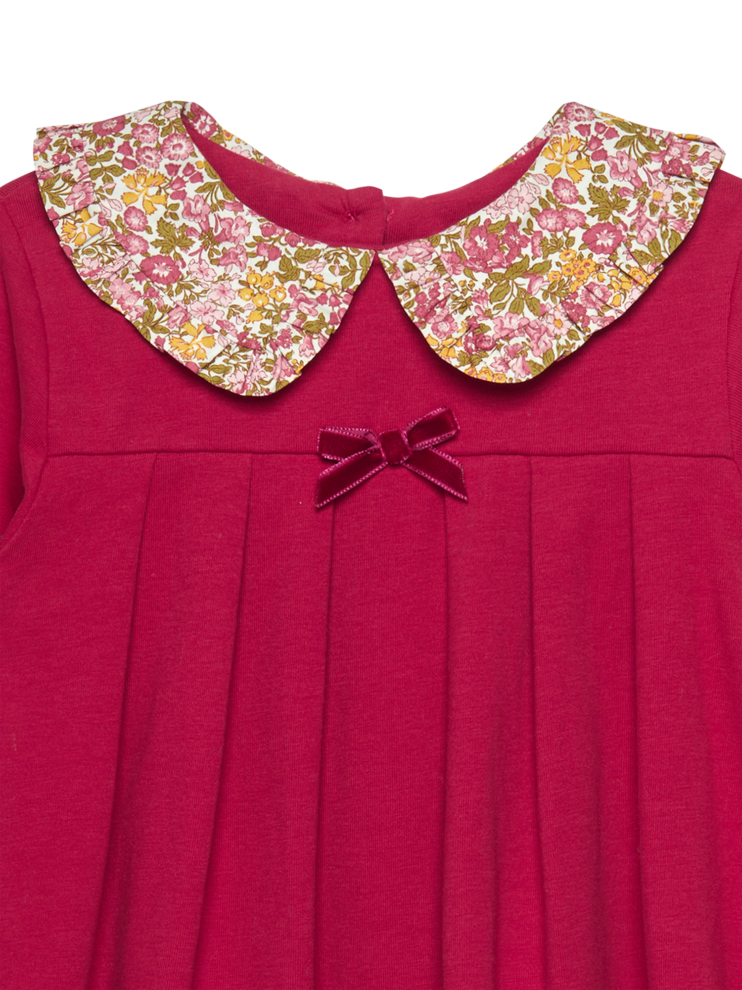 Product image 3 of 3, which shows Trotters Kids' Floral Pie Crust Dress, Berry/Pink Penny, 2 years