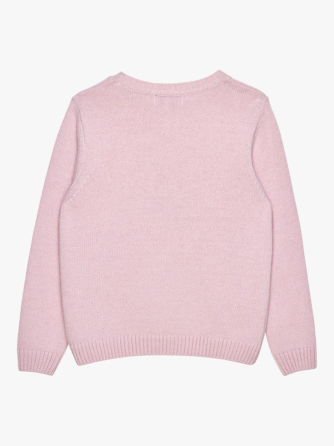 Product image 2 of 5, which shows Trotters Kids' Magical Unicorn Wool Blend Jumper, Pink, 2-3 years