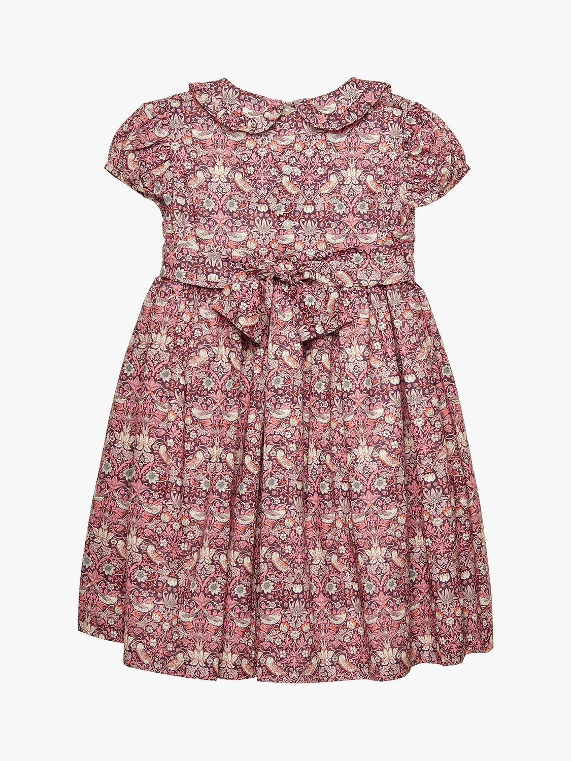 Product image 2 of 6, which shows Trotters Kids' Strawberry Thief Smocked Dress, Multi, 2 years