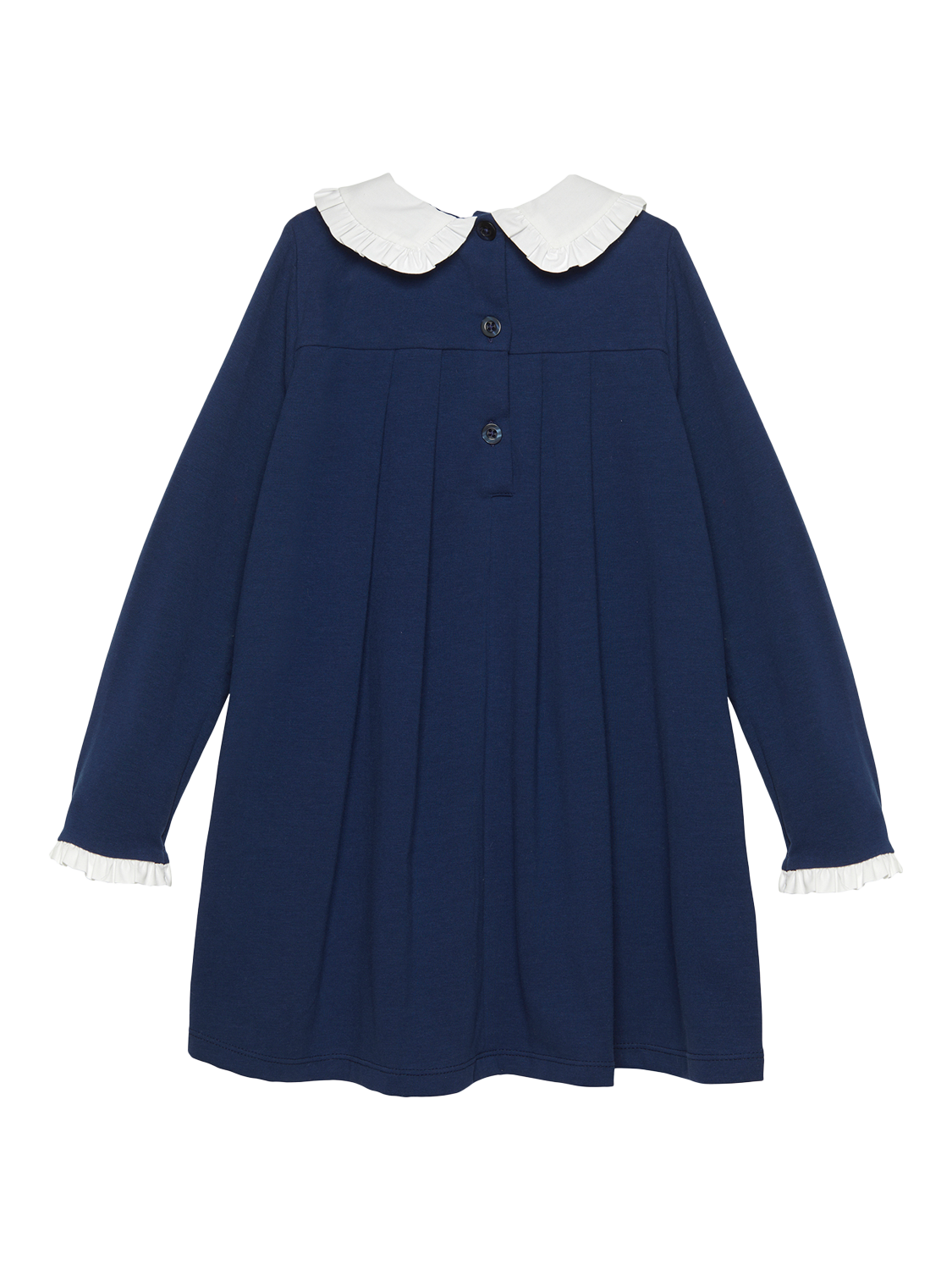 Product image 2 of 3, which shows Trotters Kids' Violet Collar Dress, Navy, 2 years