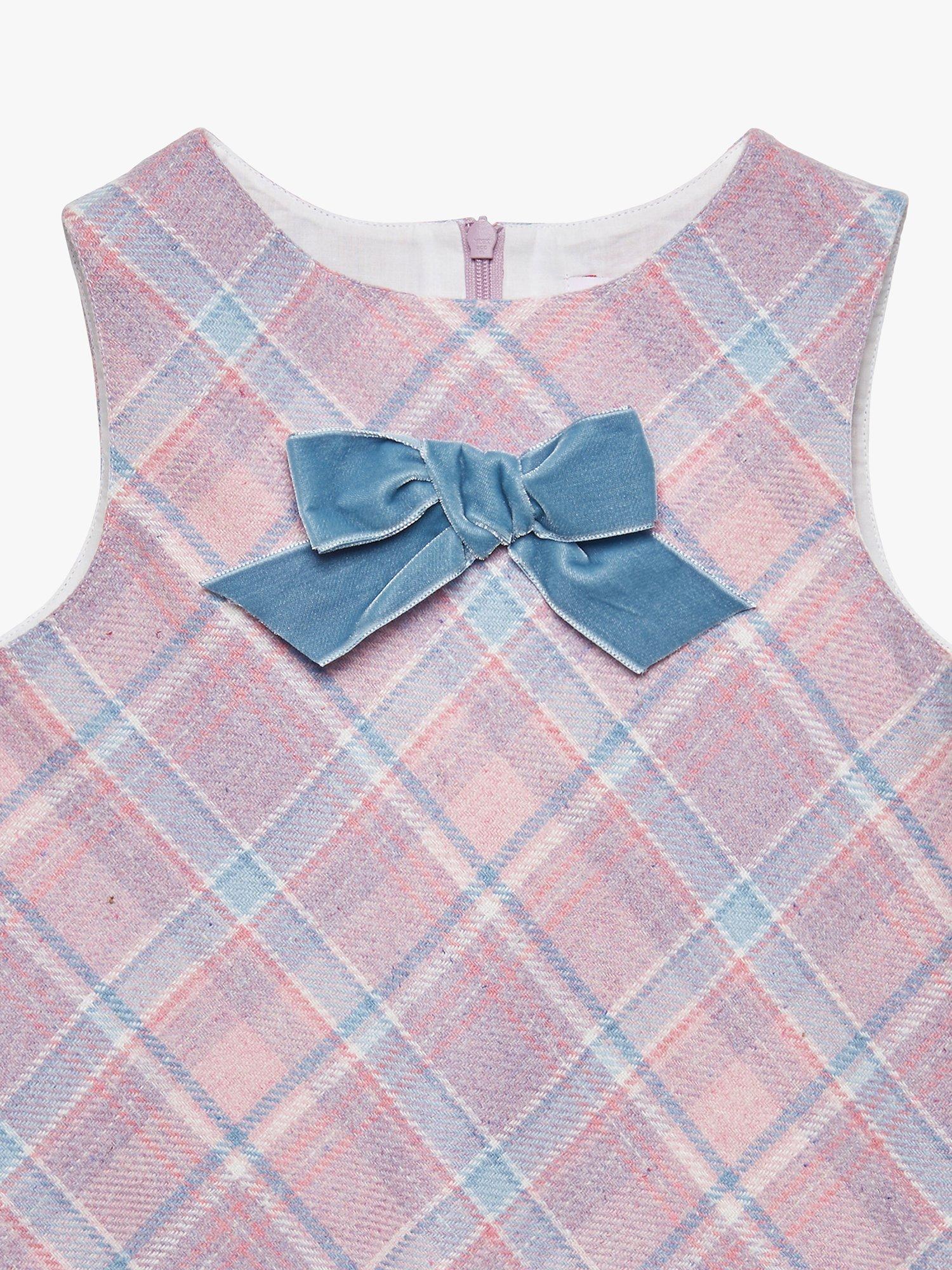 Product image 3 of 5, which shows Trotters Kids' Penelope Check Pinafore Dress, Pink/Multi, 2 years