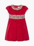 Trotters Kids' Emma Velvet Party Dress, Red/Multi