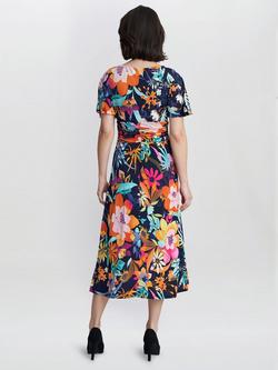 Gina Bacconi Hattie Jersey Print Dress, Navy/Multi - view 2, Navy/Multi
