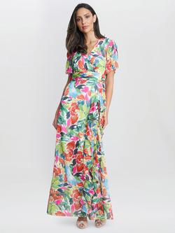 Gina Bacconi Poppy Floral Metallic Maxi Dress, Multi, Multi