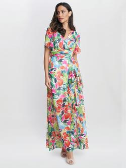 Gina Bacconi Poppy Floral Metallic Maxi Dress, Multi - view 2, Multi