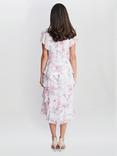 Gina Bacconi Phoebe Midi Printed Tiered Dress, Mauve/Multi