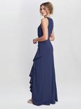 Gina Bacconi Chelsea Ruffle Maxi Dress, Navy