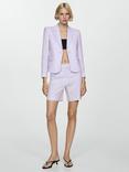 Mango Clotat Linen Blend Cropped Blazer, Lilac