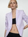 Mango Clotat Linen Blend Cropped Blazer, Lilac