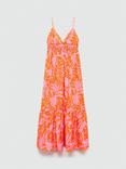 Mango Carina Leaf Print Dress, Orange