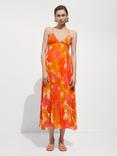 Mango Floral Midi Dress, Orange