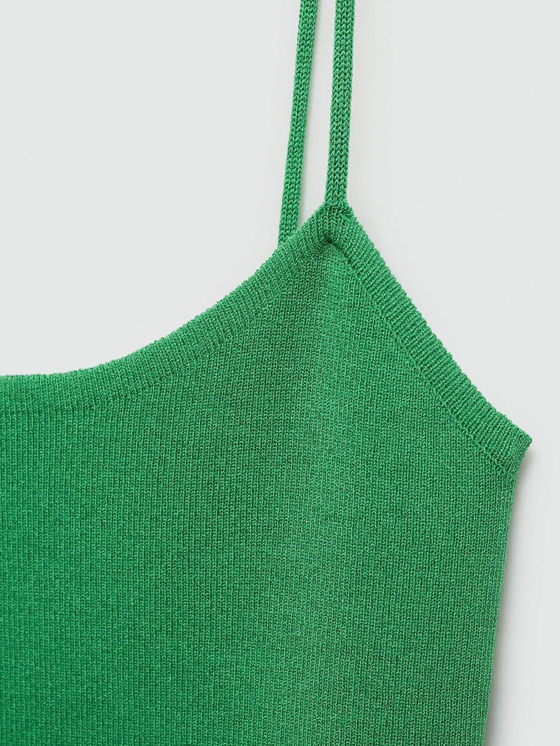 Mango Ciruela Fine Knit Dress, Green, 10