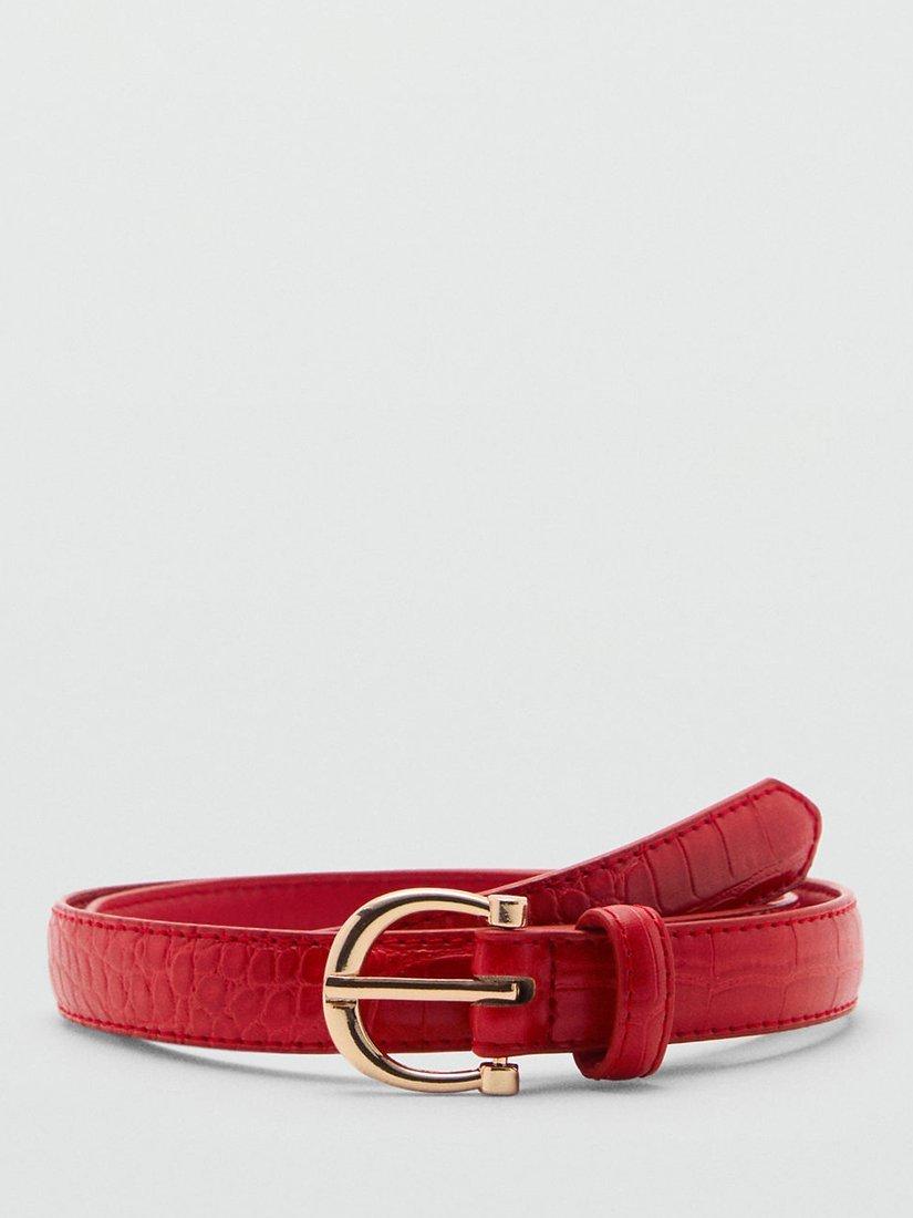 Mango Mev Animal Print Effect Belt, Red