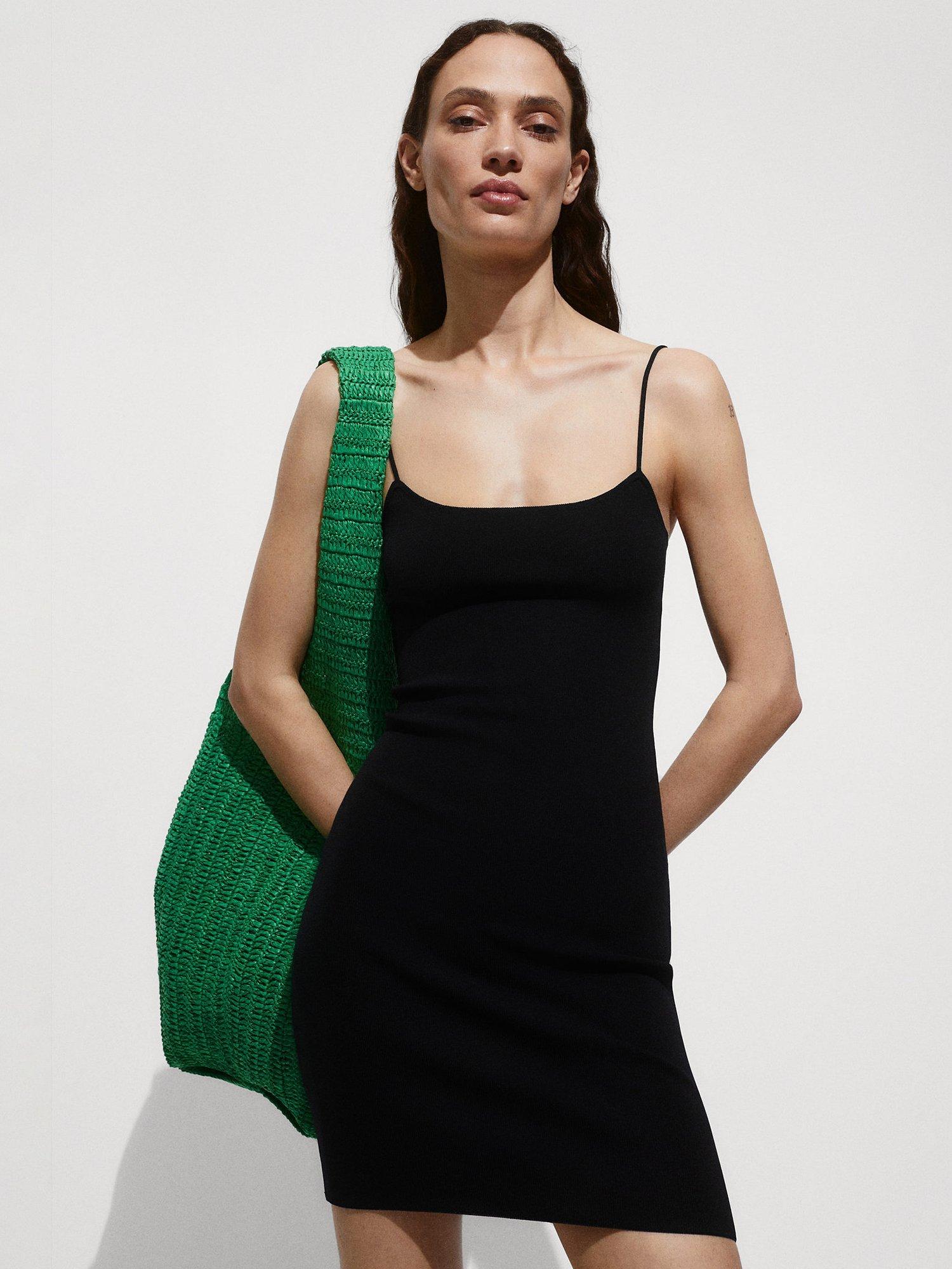 Mango Ciruela Fine Knit Mini Dress, Black