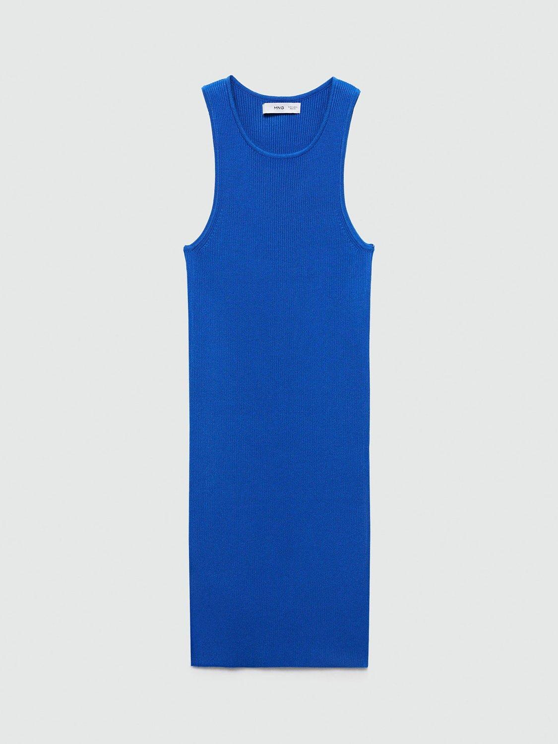 Mango Orwell Bodycon Mini Dress, Bright Blue, 12