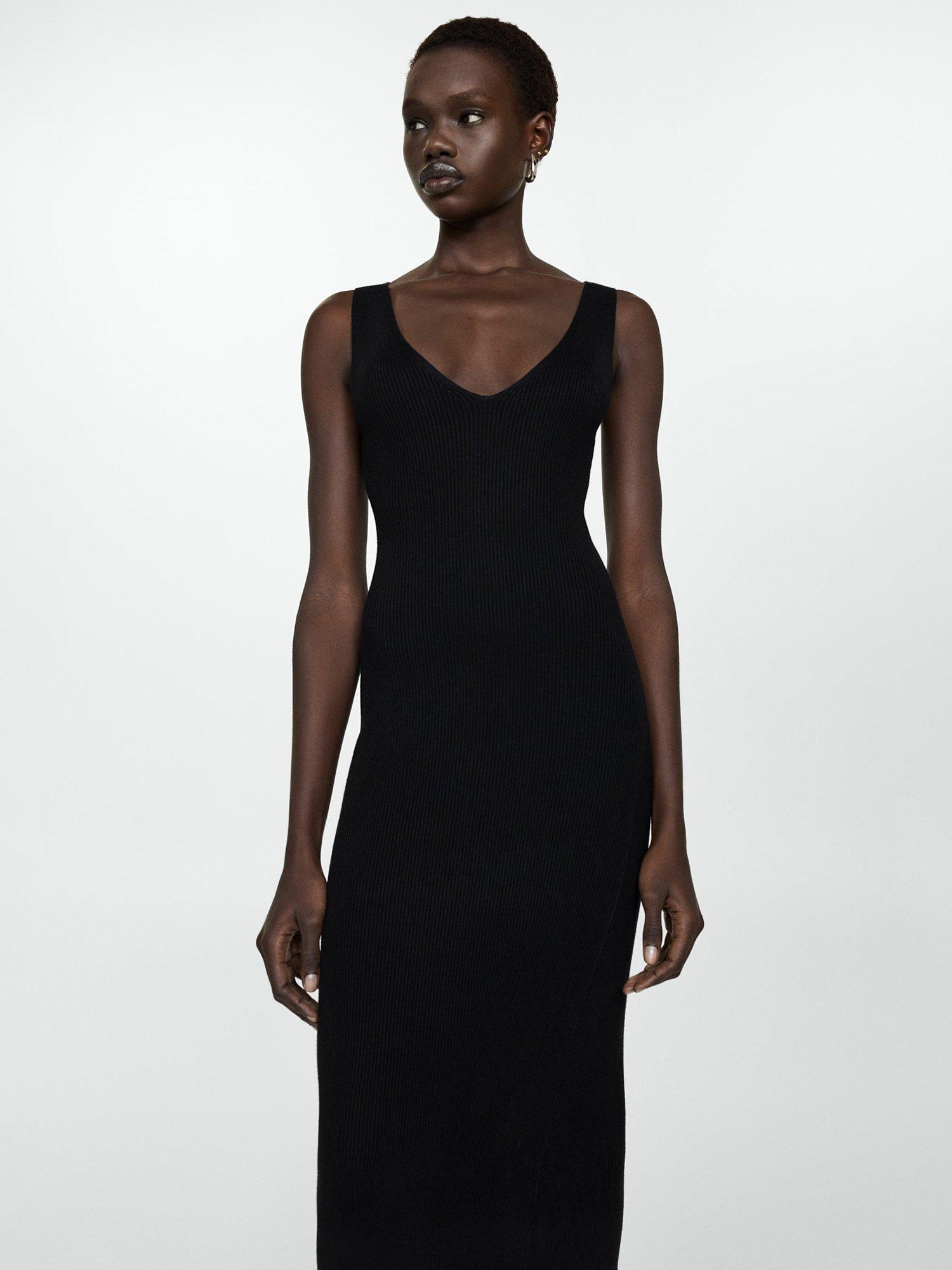 Mango black midi dress hotsell