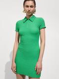 Mango Trama Textured Polo Dress, Green