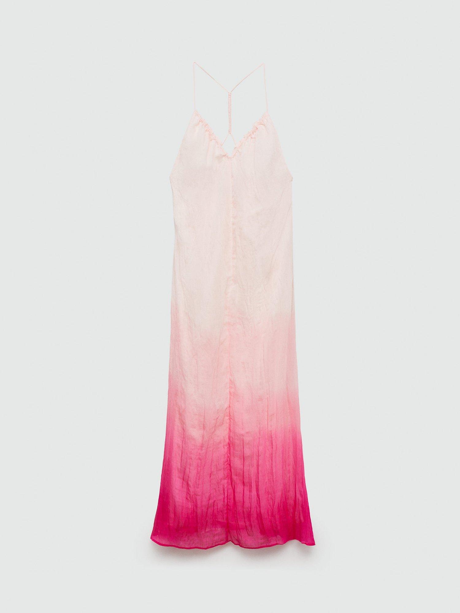 Mango Nuria Ombre Dress, Bright Pink, 10