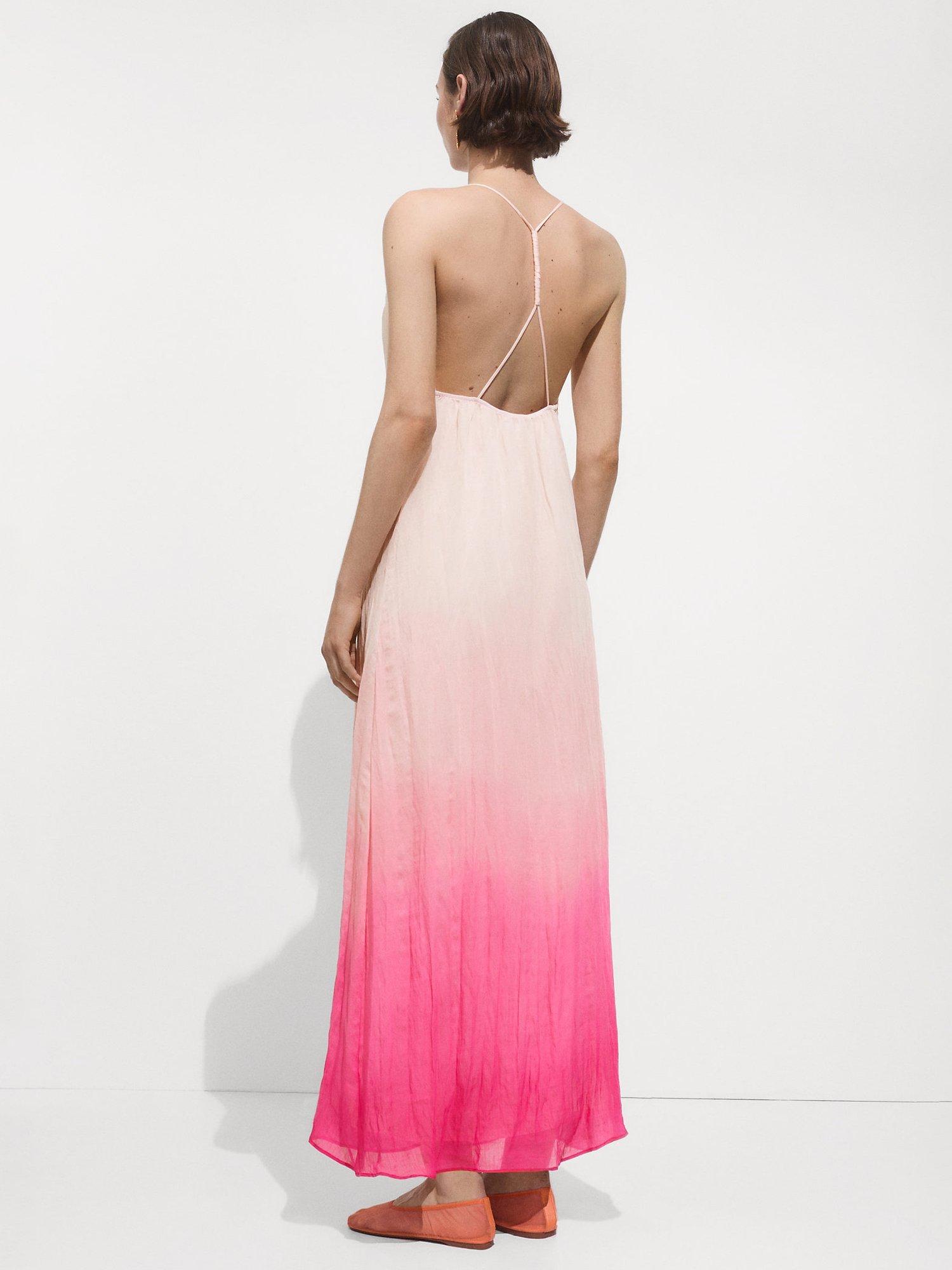 Product image 3 of 5, which shows Mango Nuria Ombre Dress, Bright Pink, 10