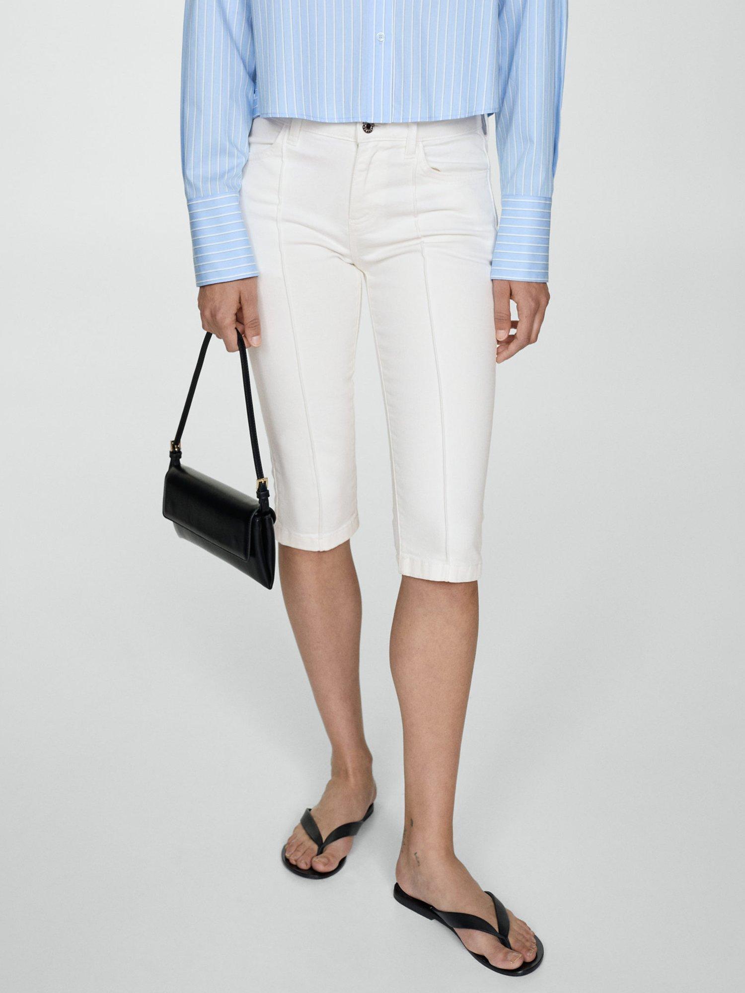 Mango Lora Pedal Pusher Jeans, Natural White